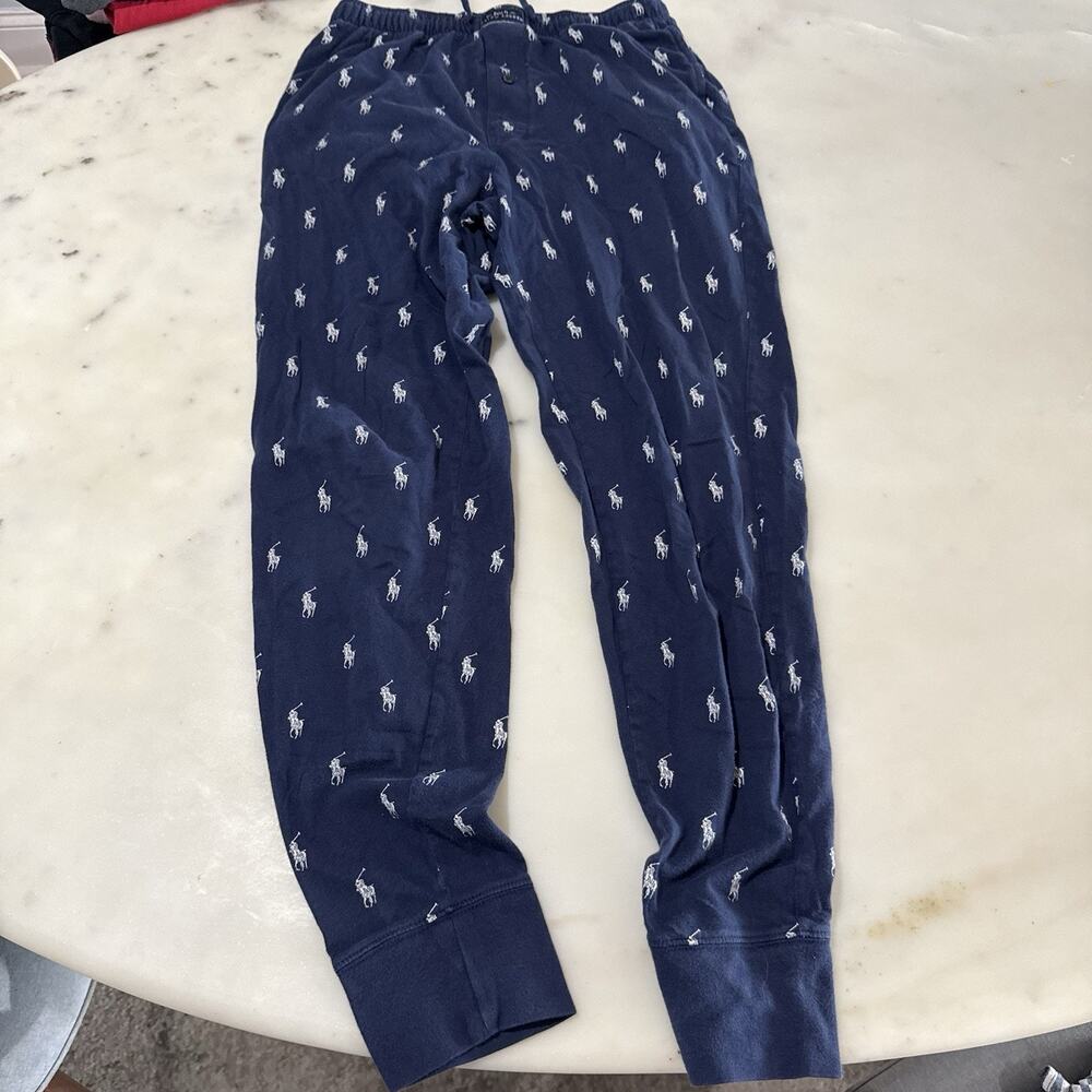 Ralph Lauren Pajama Pants Small Navy All Over Pony Preppy Stretch Comfort Lounge
